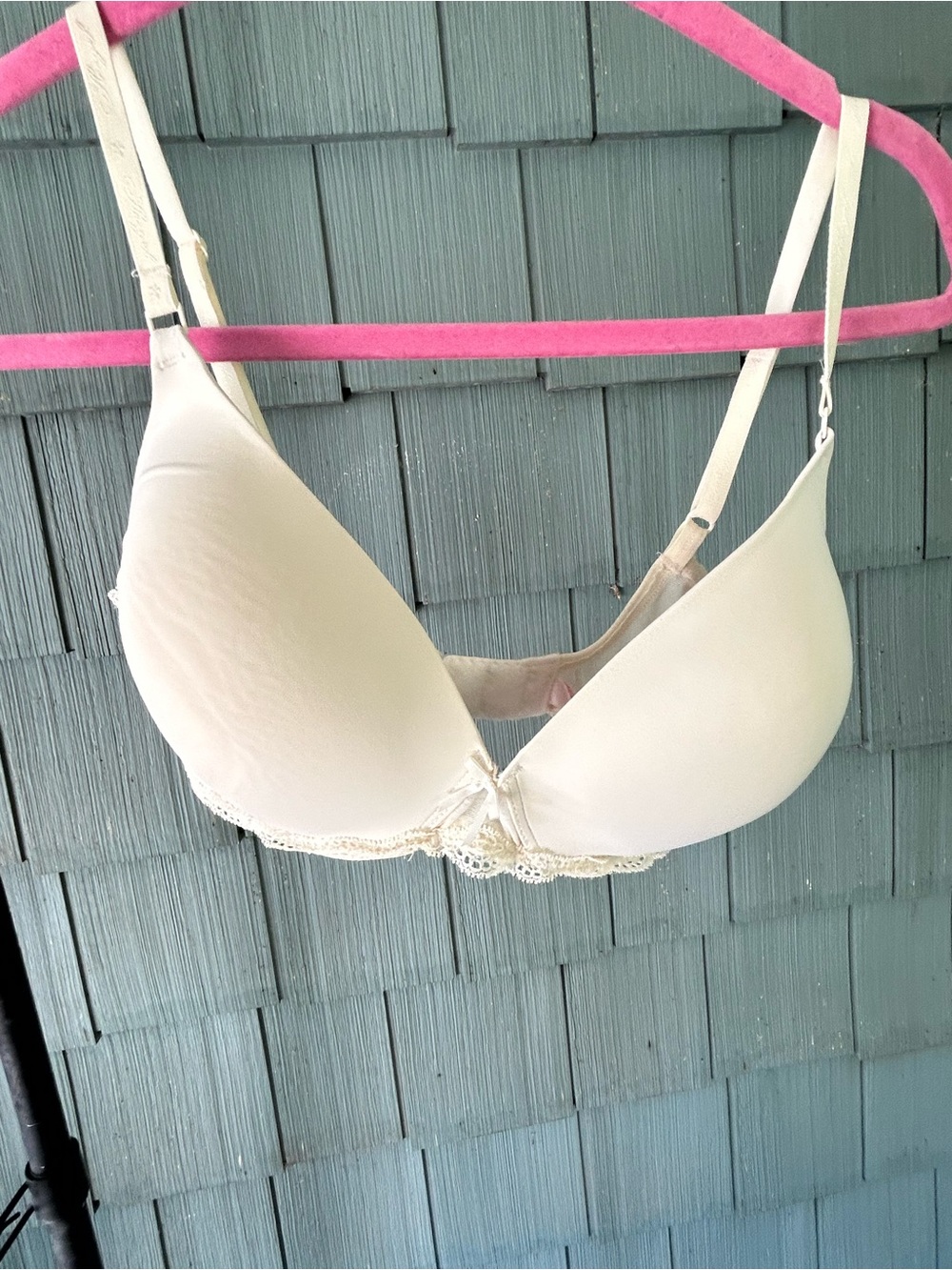 Victoria secret angels Everyday Lace-Trim Molded T-Shirt Bra - Cream